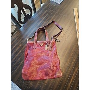 Aqua Madonna Merlot Cow Hair Fur and Leather Shoulder Bag Purse